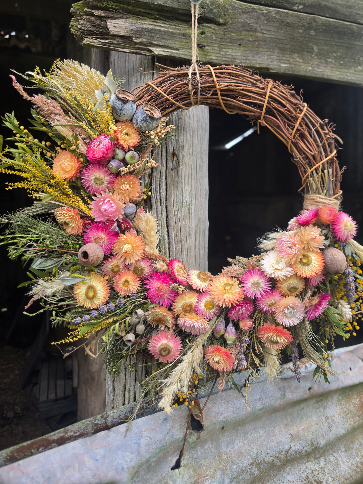 Large Deluxe Australian Pastel Dried Flower Wreath