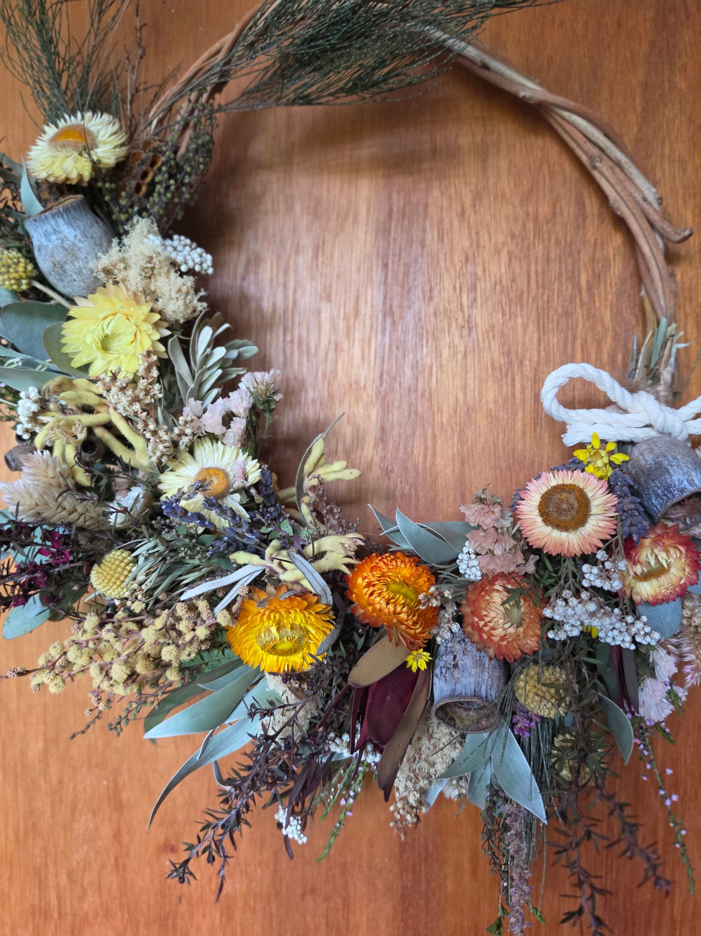 Australian Dried Wildflowers & Strawflower Wall Decor – Rustic Farmhouse Botanical Art