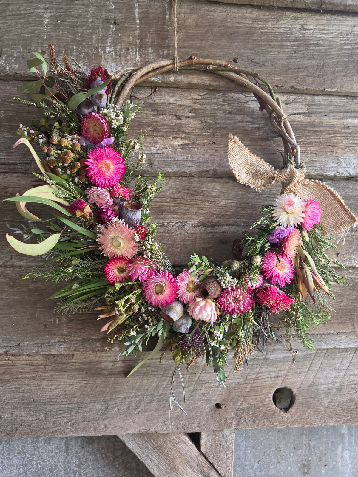 Pretty in Pink Australian Native Dried Flower Wreath