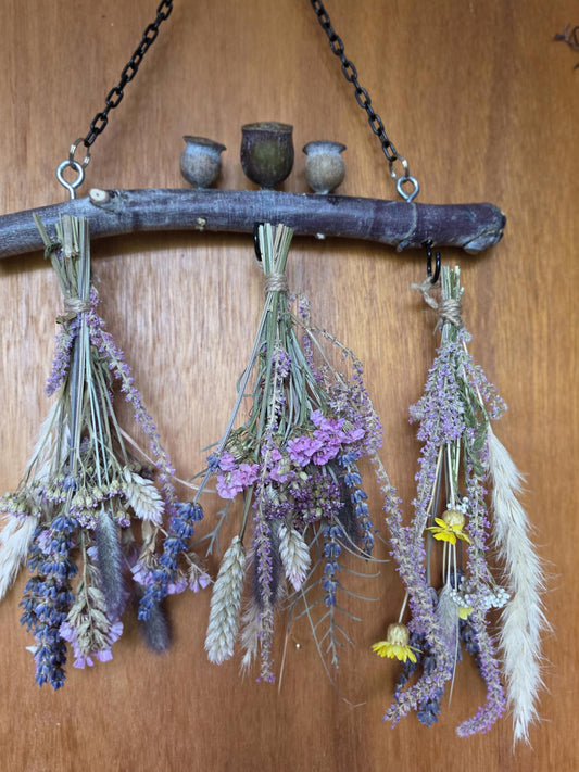 Rustic Dried Flower Wall Hanging with Silver Princess Gumnuts - Home Decoration - 2 sets of flowers for 2 different looks - natural wall art