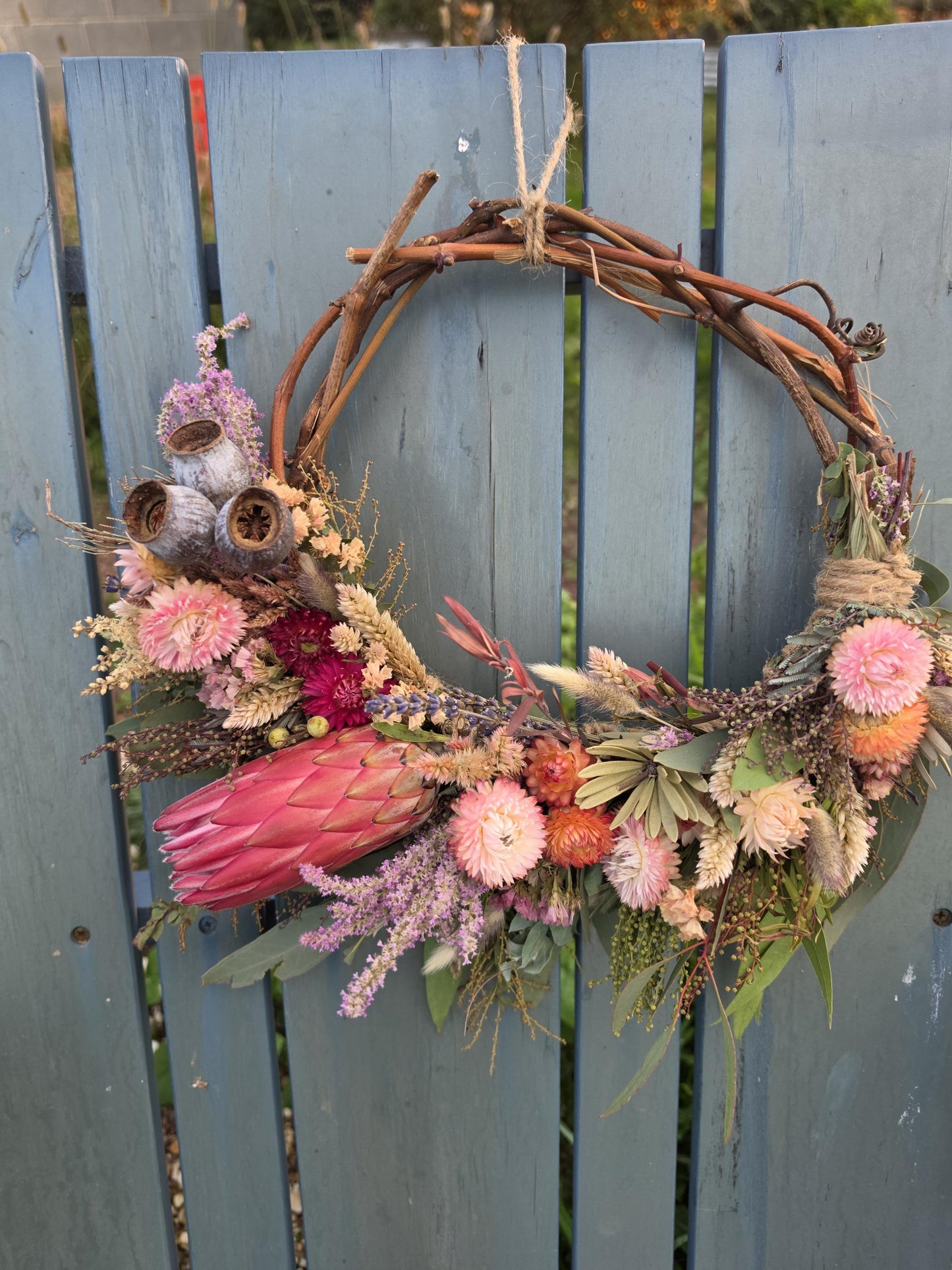 Australian Seasonal Everlasting Flower Wreath with Protea