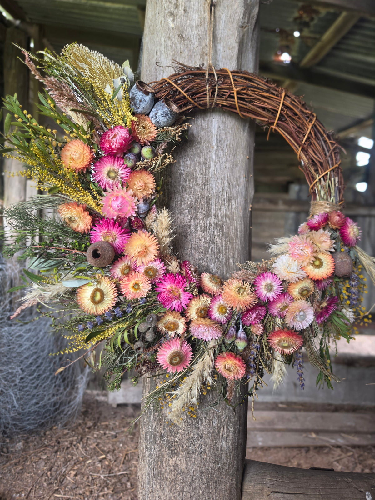 Large Deluxe Australian Pastel Dried Flower Wreath