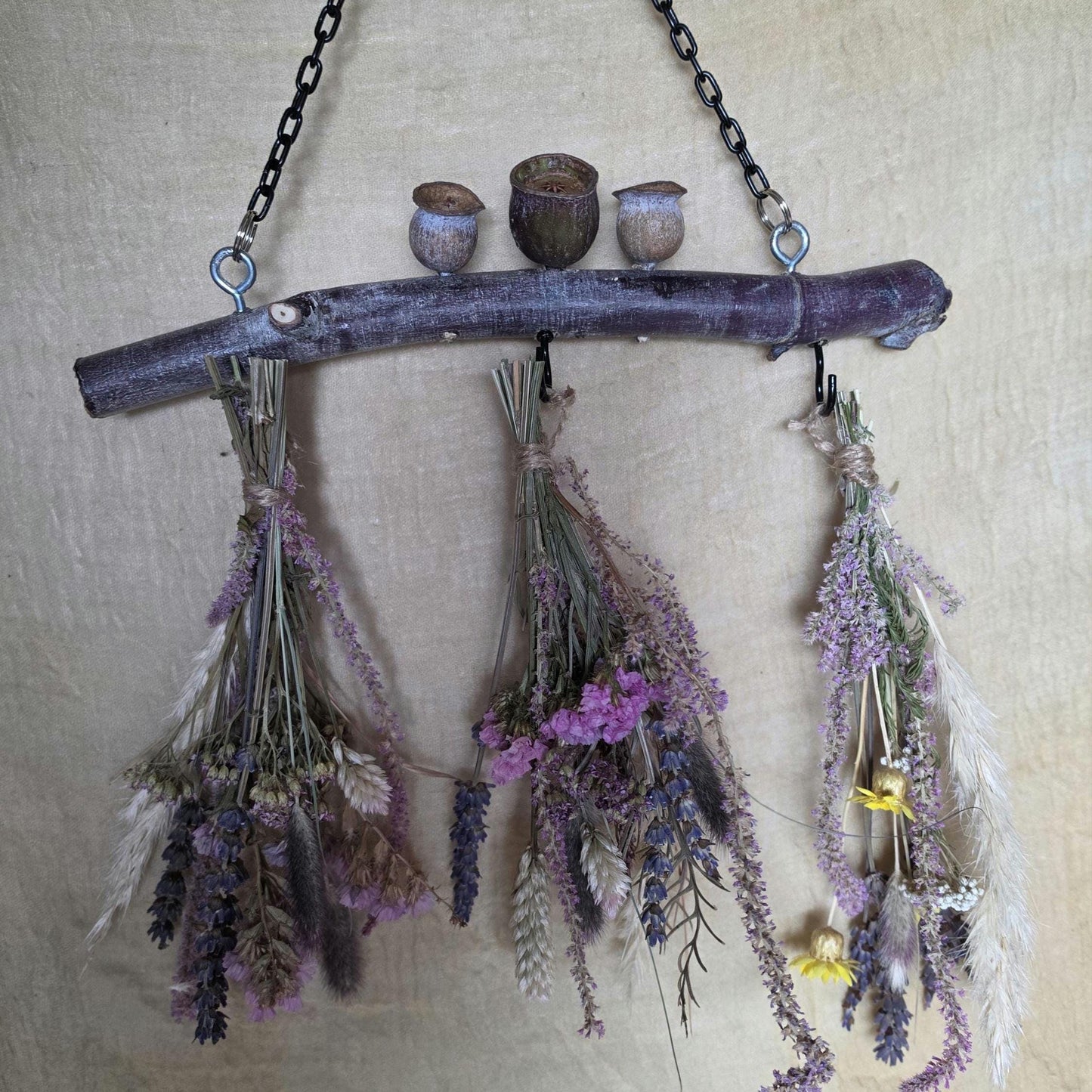 Rustic Dried Flower Wall Hanging with Silver Princess Gumnuts - Home Decoration - 2 sets of flowers for 2 different looks - natural wall art