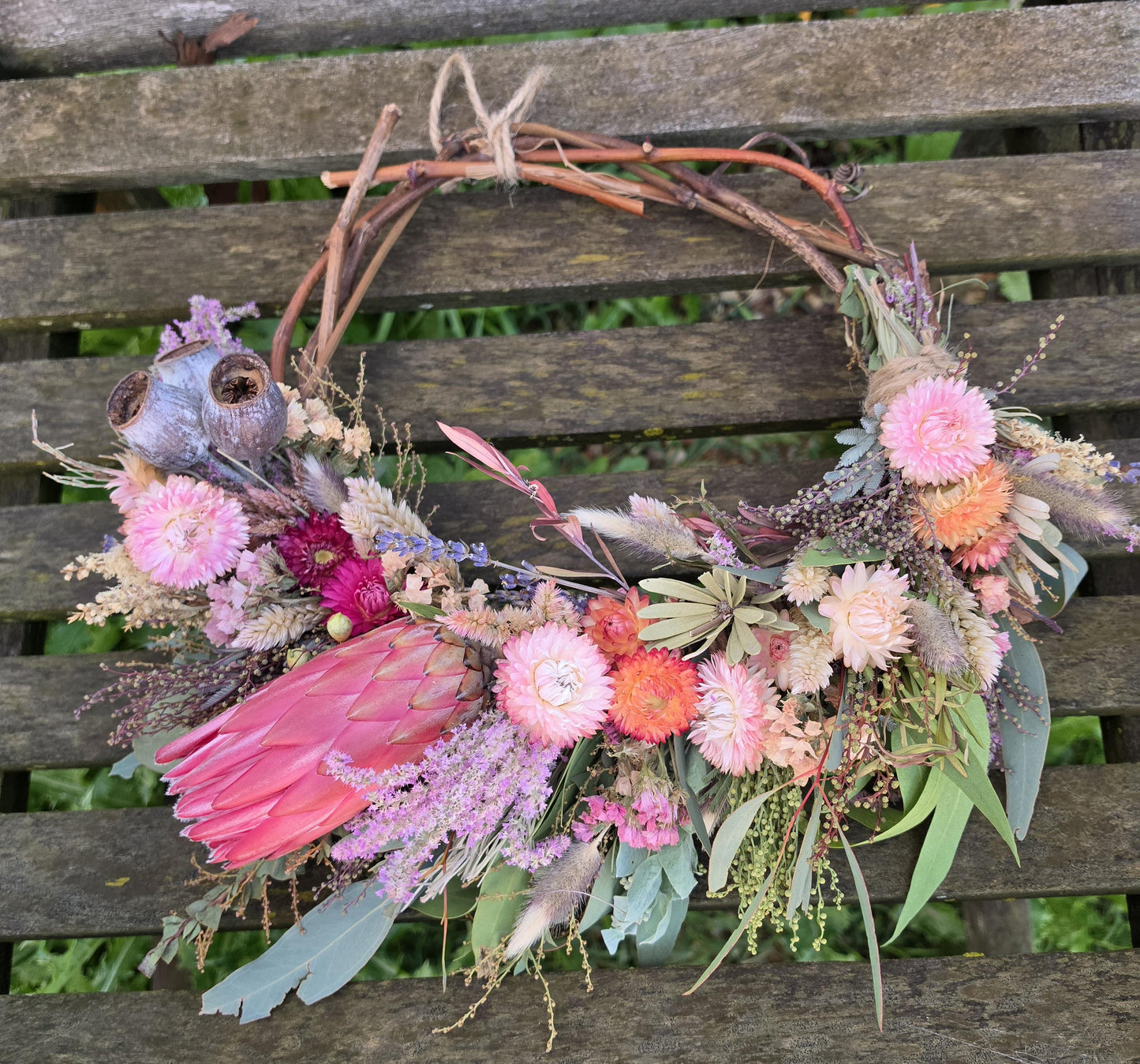 Australian Seasonal Everlasting Flower Wreath with Protea