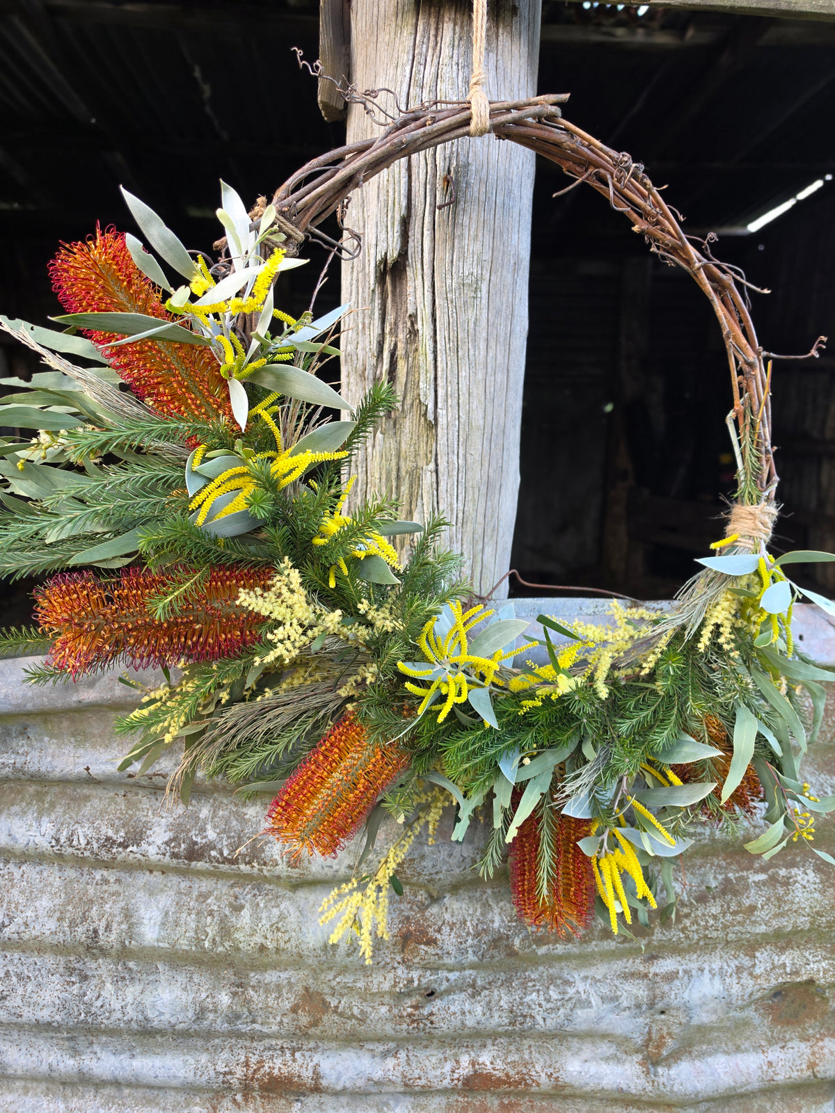 Large Banksia and Wattle Wreath