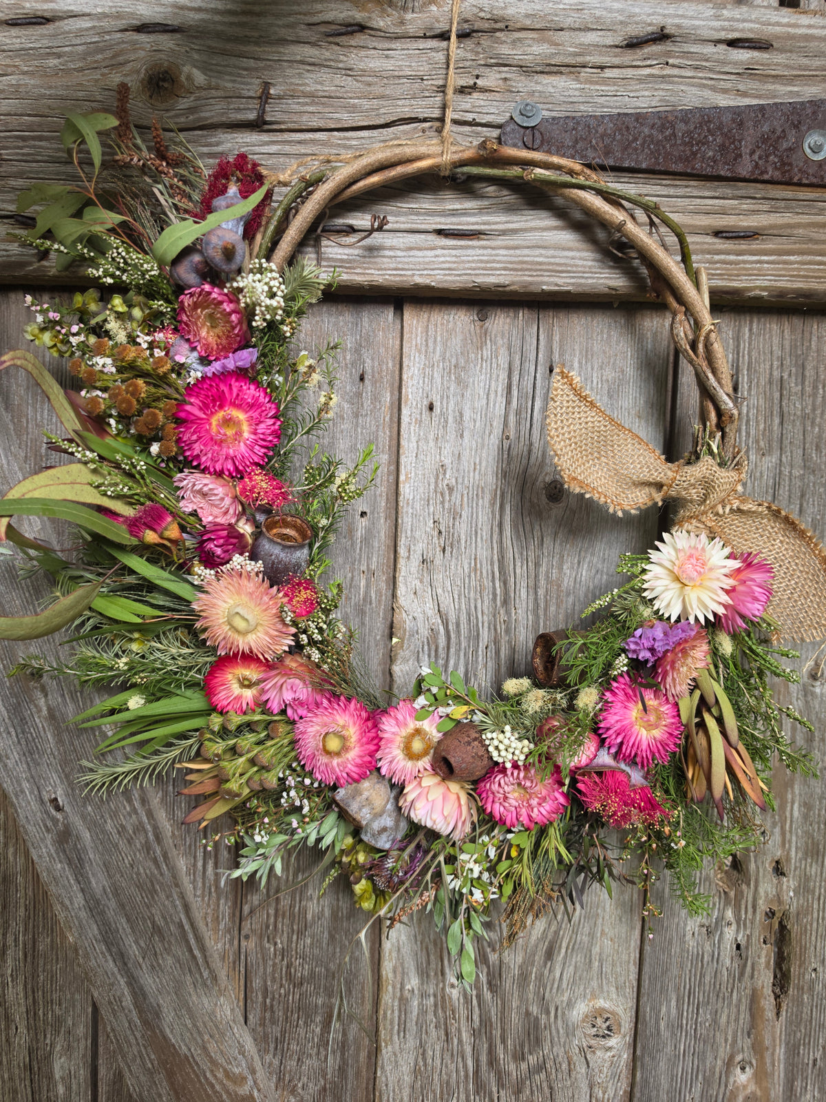 Pretty in Pink Australian Native Dried Flower Wreath