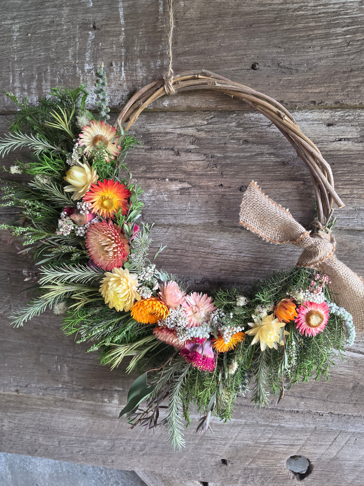 Citrus Sunshine Australian Native Dried Flower Wreath