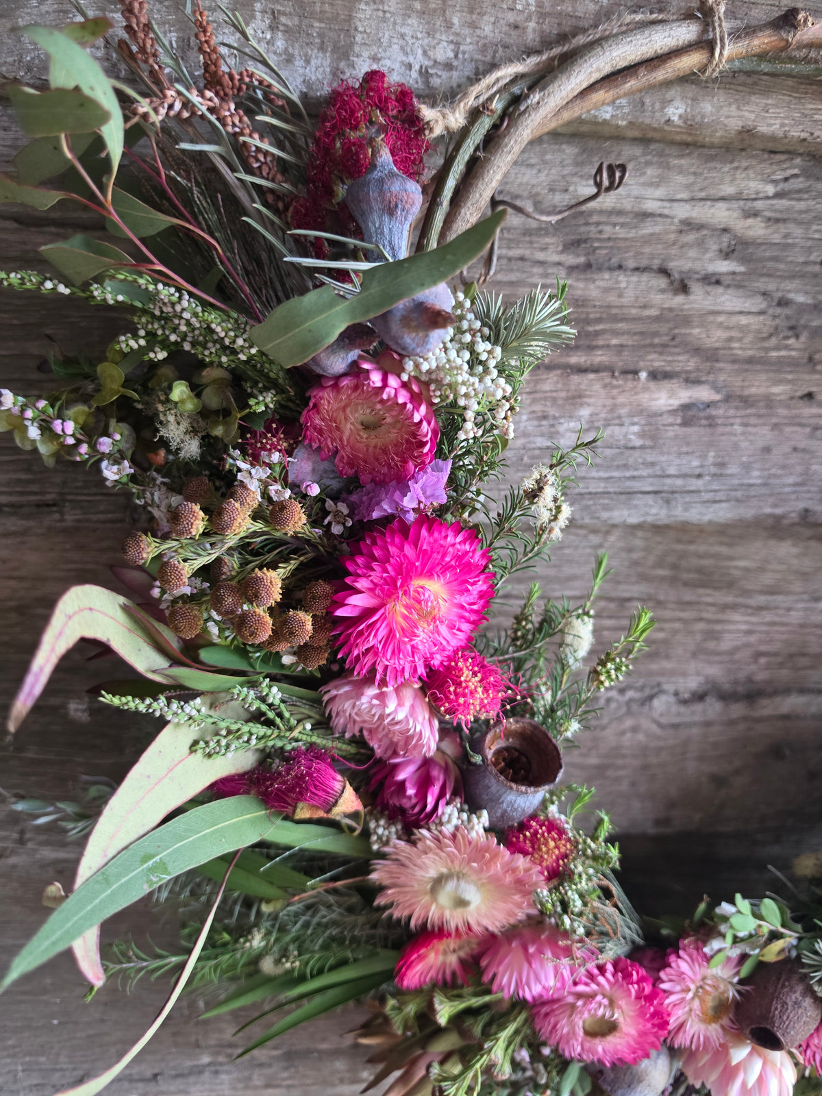 Pretty in Pink Australian Native Dried Flower Wreath