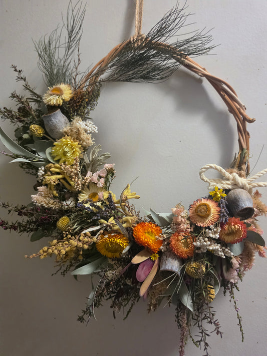Australian Dried Wildflowers & Strawflower Wall Decor – Rustic Farmhouse Botanical Art