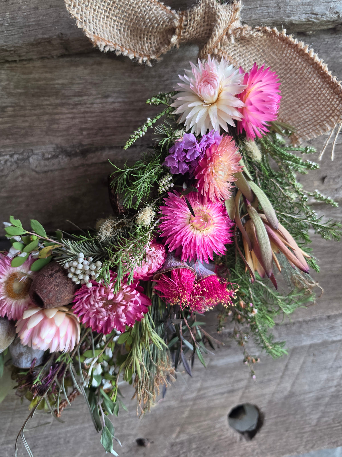 Pretty in Pink Australian Native Dried Flower Wreath