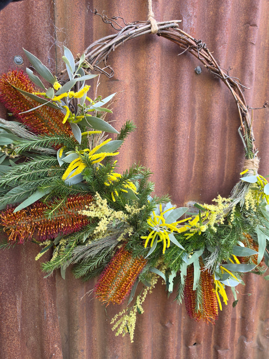 Large Banksia and Wattle Wreath