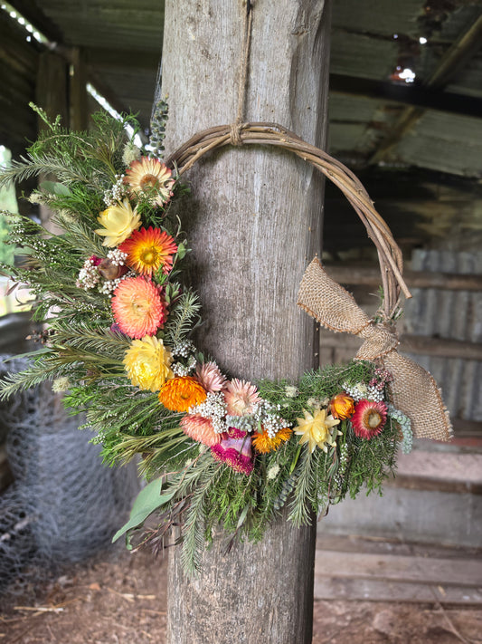 Citrus Sunshine Australian Native Dried Flower Wreath